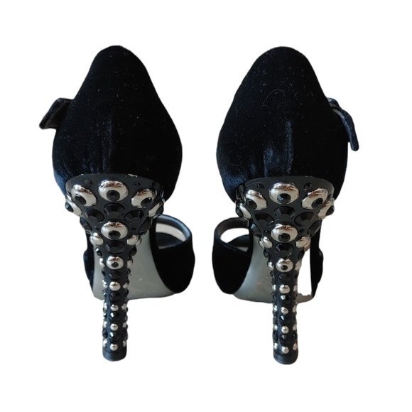 Miu Miu Black Black Suede Crystal Rhinestone Embellish Heels High - Picture 9 of 15